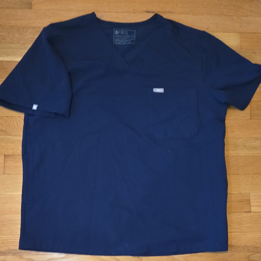 Men's Blue Short Sleeve Scrub Top